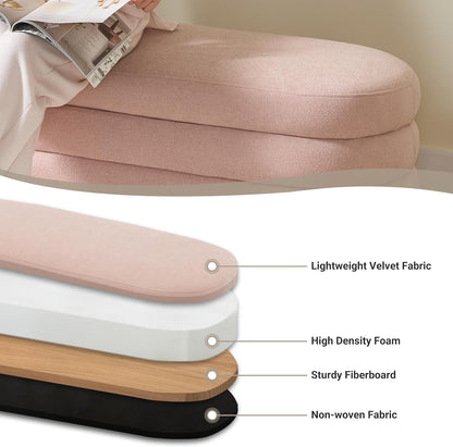 Storage Ottoman Bench 49.2 Inch Upholstered Fabric Storage Bench for Bedroom End of Bed Aesthetic