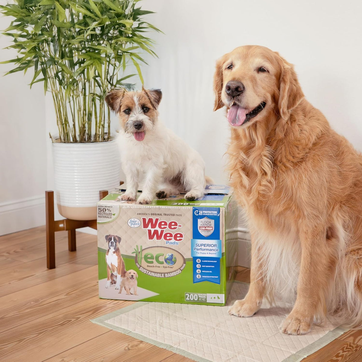Four Paws Wee-Wee Superior Performance Bamboo Pee Pads for Dogs, Earth Friendly Dog & Puppy Potty