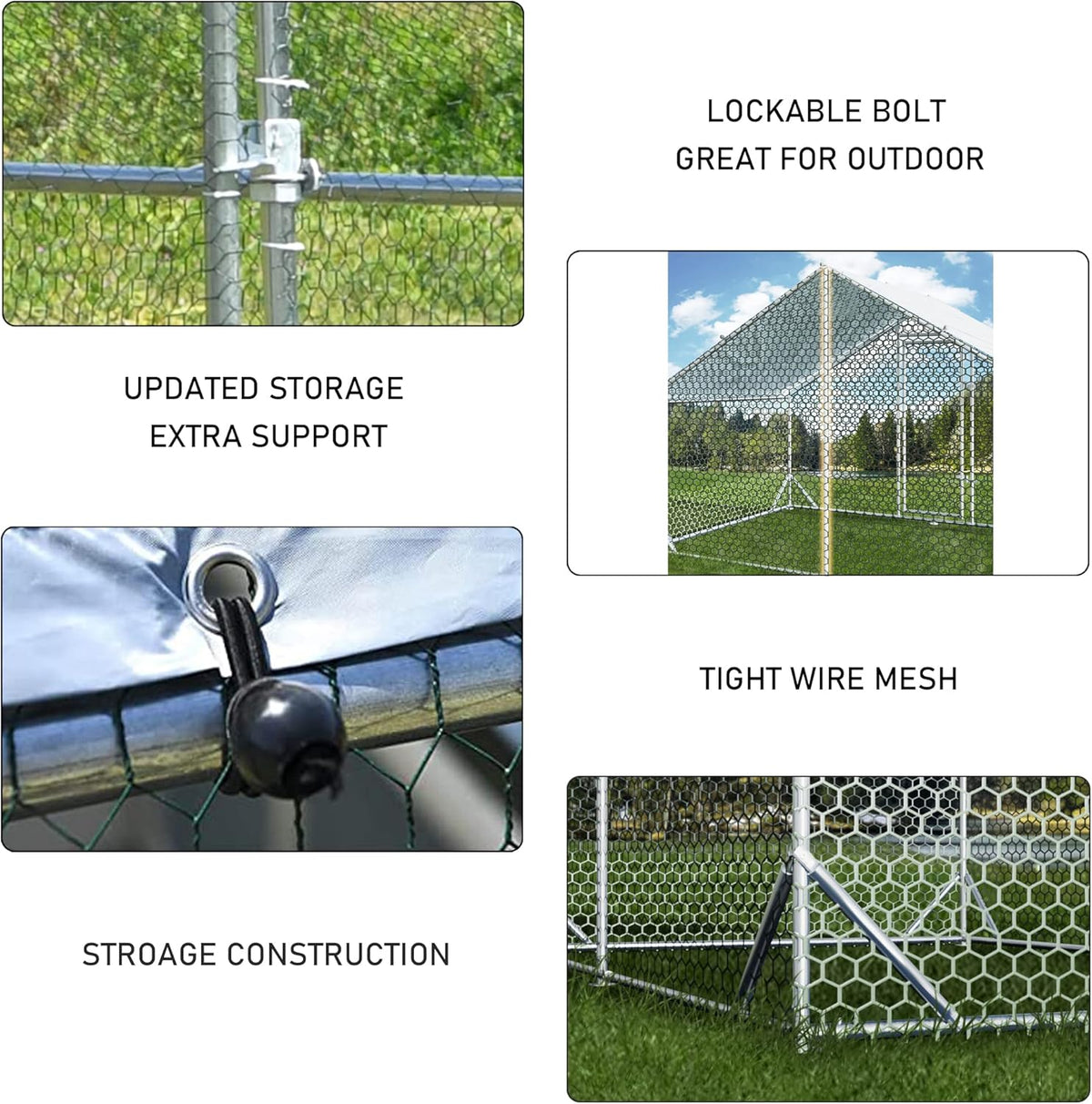 4ever2buy Large Metal Chicken Coop with Run Walk-in Poultry Cage Chicken Runs House Pen Cage Spire