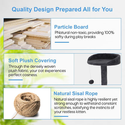 FDW Cat Tree Tower 81in Multi-Level Durable Cat Scratching Post & Cozy Fun Jumping Platform Space
