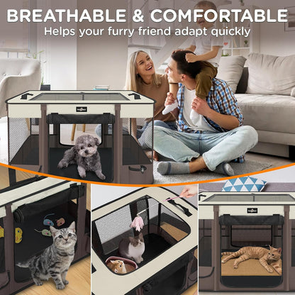 Foldable Pet Kitten Playpen, Upgrade Waterproof Portable Cat Dog Playpen Kennel Tent for Small Dog