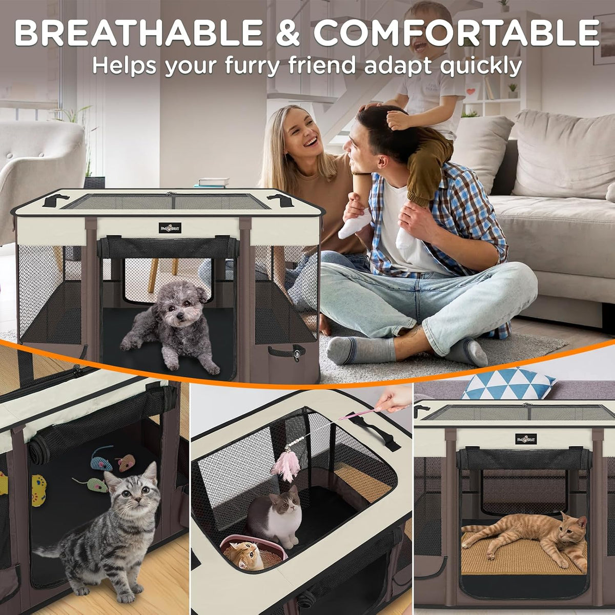 Foldable Pet Kitten Playpen, Upgrade Waterproof Portable Cat Dog Playpen Kennel Tent for Small Dog