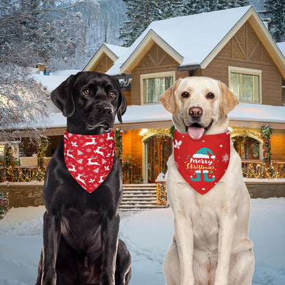 Christmas Dog Bandanas Small 3PCS, 6 Pattern Holiday Scarf for Boy and Girl, Triangle Reversible