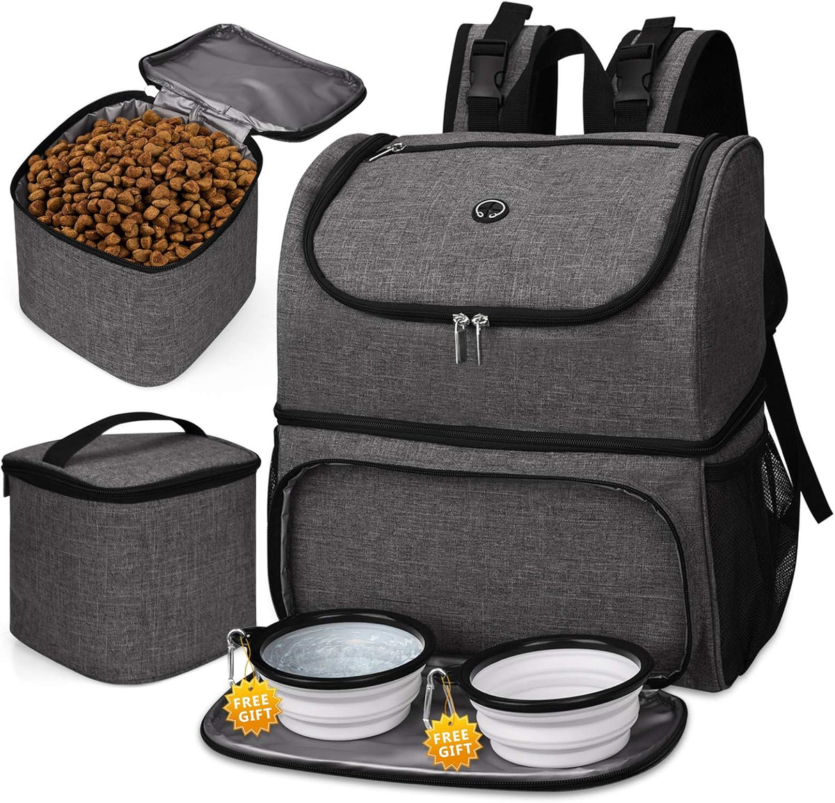 BAGLHER Pet Travel Bag, Double-Layer Pet Supplies Backpack (for All Pet Travel Supplies), Pet