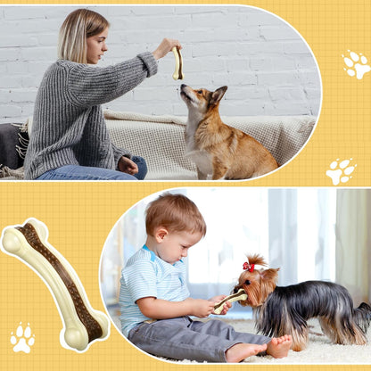 Sosation 6 Pcs Dog Toys for Aggressive Chewers Nylon Beef Flavor Bones Tough Puppy Teething Toys