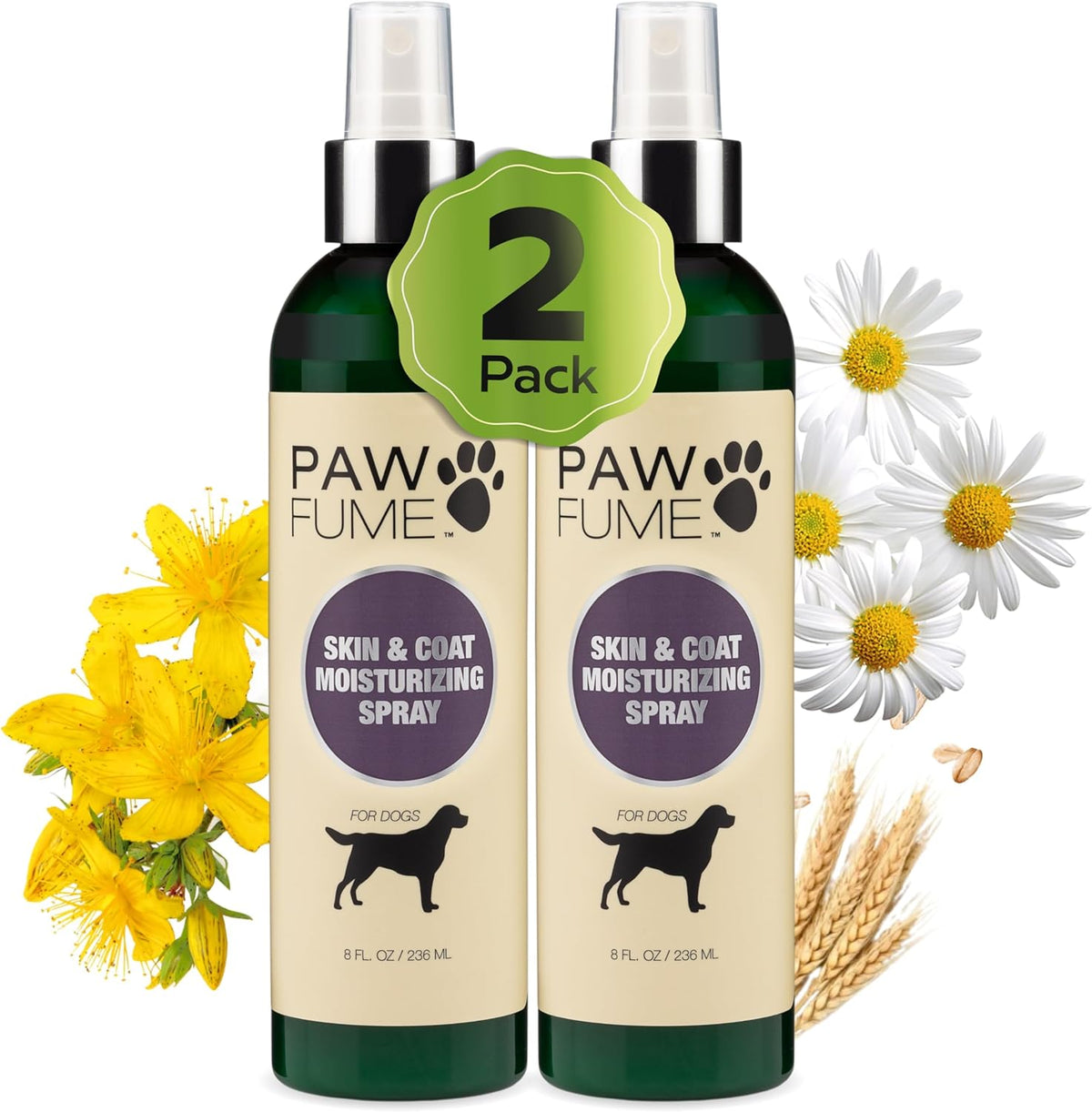 PAWFUME Skin & Coat Detangler Spray for Dogs, 2-Pack – Soothe Dry, Itchy Coats Quickly – Non-Toxic