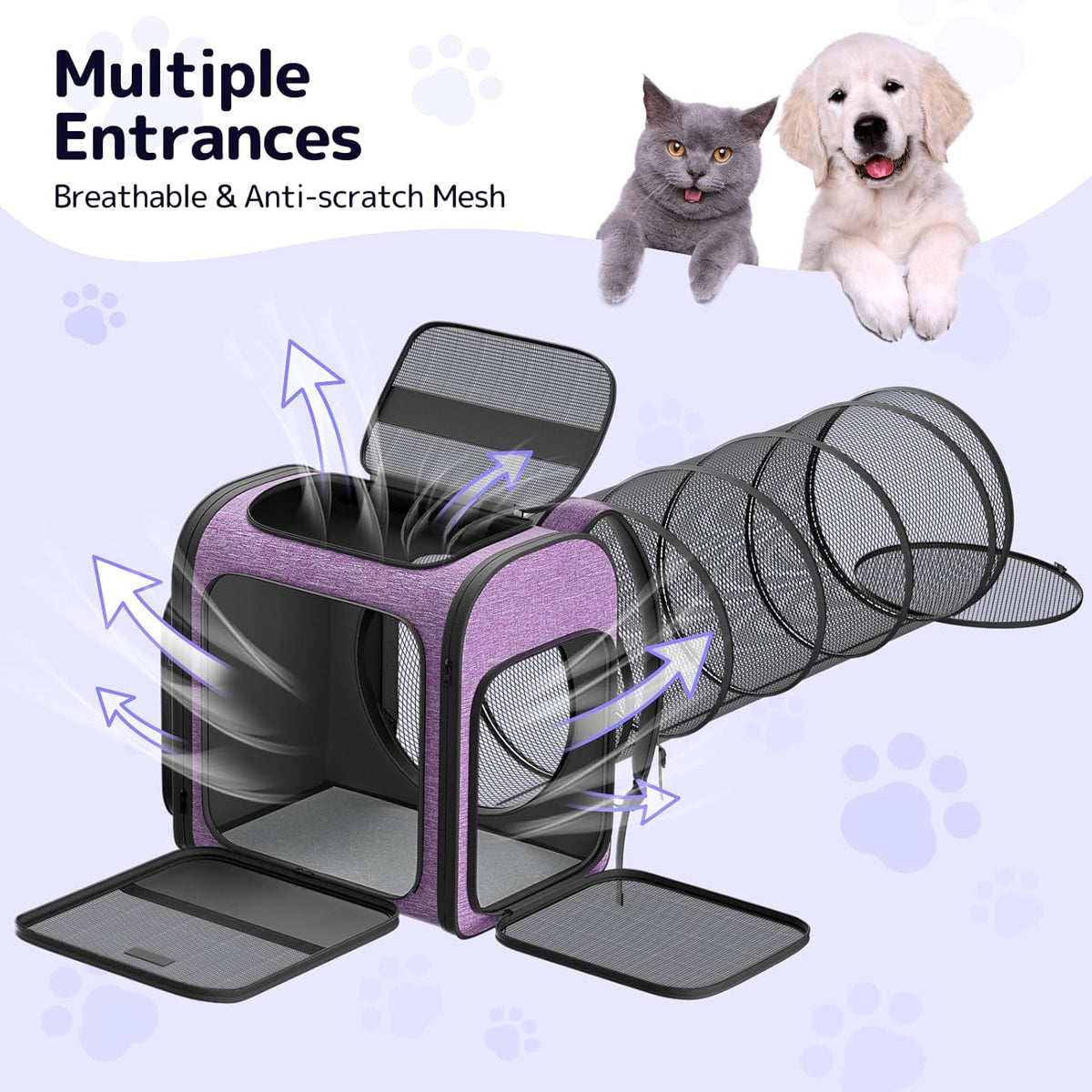 Pawtners Cat Carrier Backpacks Expandable Cat Backpack with Breathable Mesh, Pet Carrier Backpack