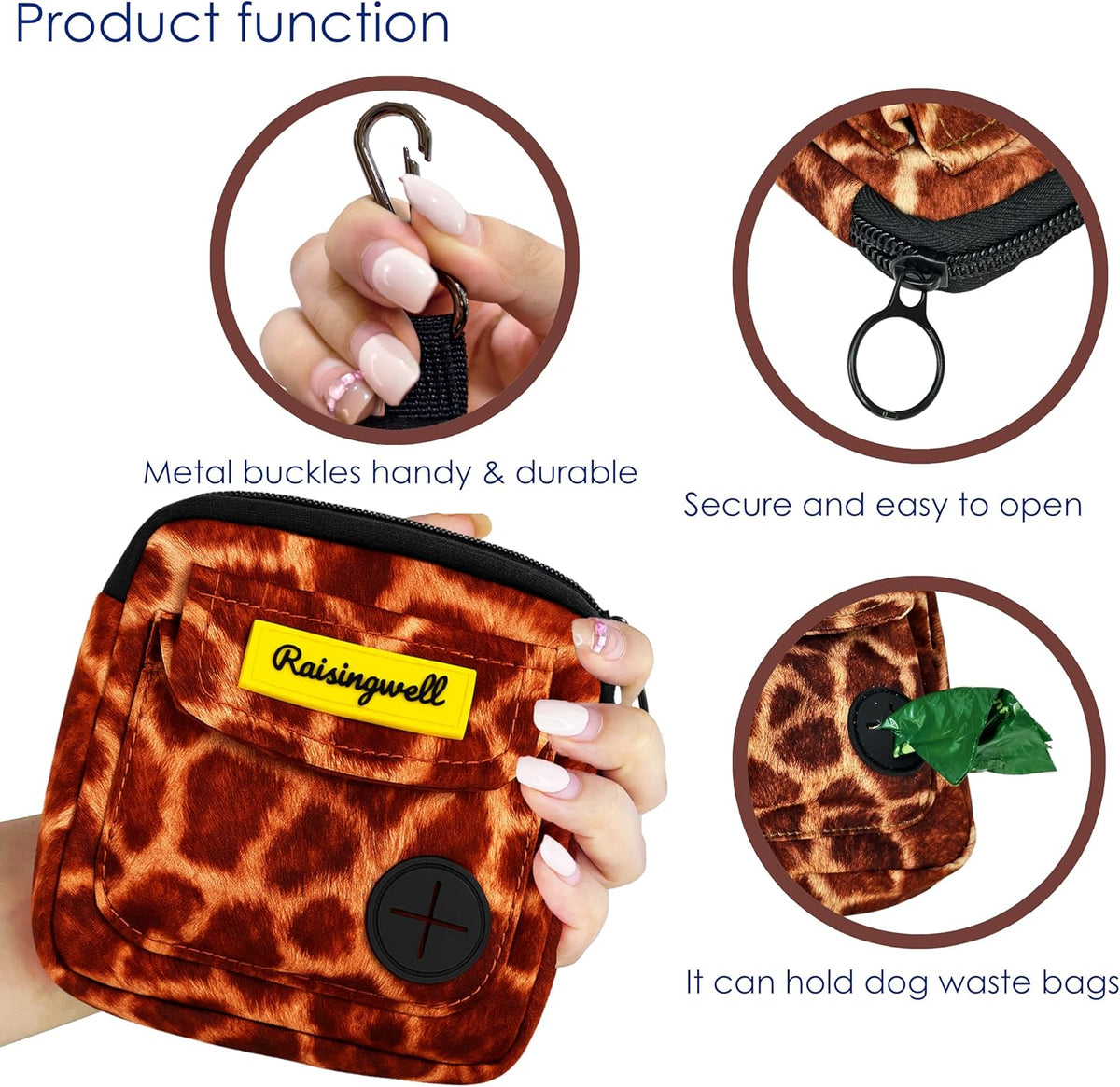 Dog Treat Pouch for Pet Walking and Training with Clicker Poop Bags and Double Bag Design Small