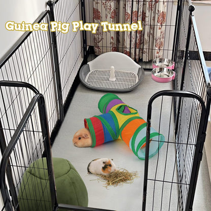 Rypet Guinea Pig Tunnel 3 Way Collapsible Small Pet Tunnels and Tubes with Interactive Ball for
