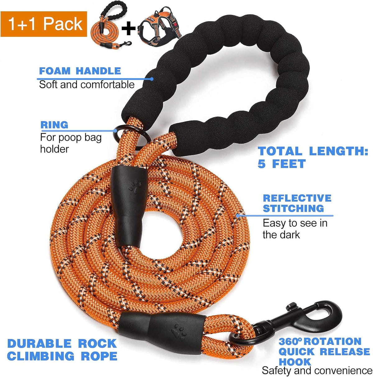 No Pull Dog Harness Adjustable Reflective Oxford Easy Control Medium Large Dog Harness with A Free