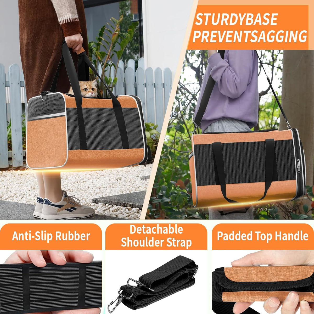 Large Cat Carry Bag, Soft Shell Shih-Tzu Pet Transport Crate, 18x12x12 Top Opening Maltese-Dog