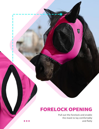 Harrison Howard Horse Fly Mask with Forelock Opening Stretch Breathable and Comfortable for Horses