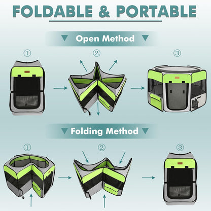 Dog Playpen, Portable Pet Play Pen for Cat, Puppies, Rabbits, Chickens, Foldable Large-Capacity Pet