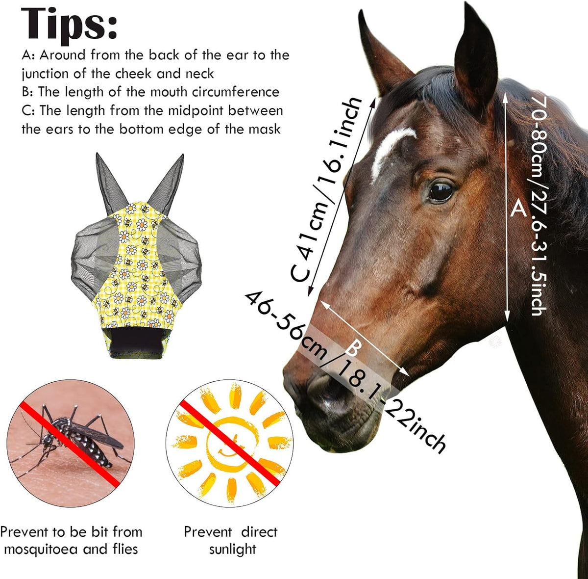 Qualirey12 Pieces Horse Fly Mask Bulk Comfortable Elasticity Mask for Horses with Ears Net UV