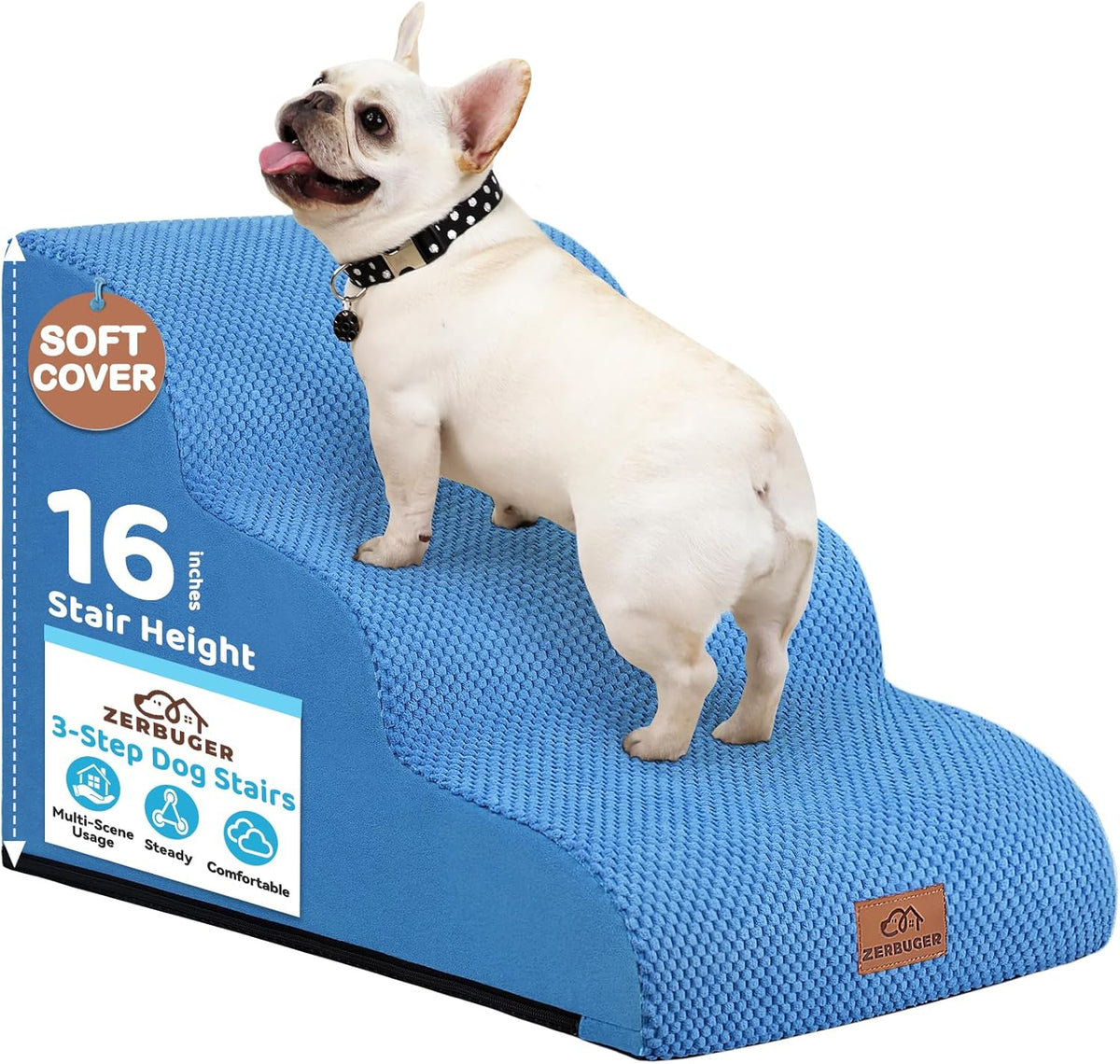 Dog Ramp and Stair for Bed 16" H-20 H,3-Step Cat Stair for Sofa and Chair,4-Step Dog Ramp for High