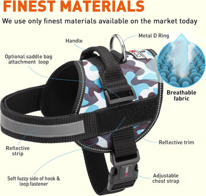 Dogline Dog Harness, Reflective No-Pull Adjustable Vest with Handle for Walking, Training
