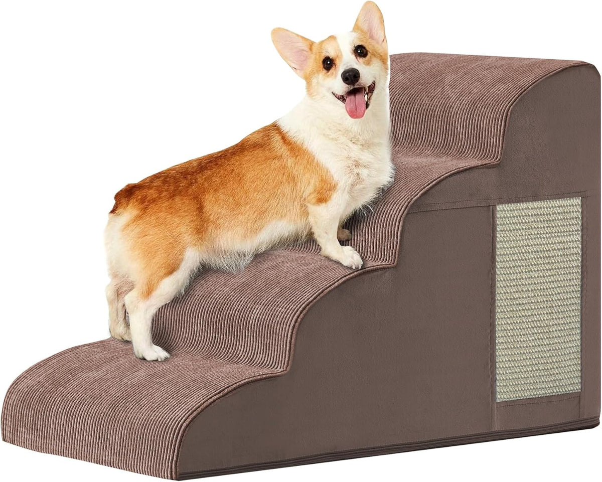 Dogs Steps for Bed, Dog Stairs for Small Dogs, 4-Step Dog Ramp for Bed, Couch, Sofa, and Chairs