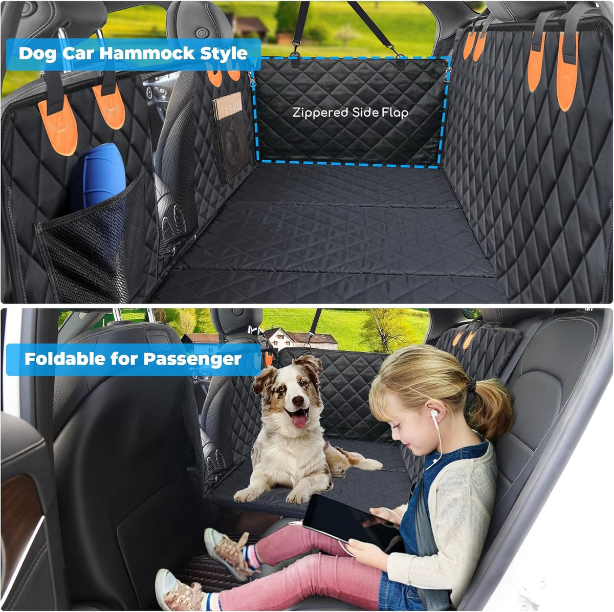 URPOWER Back Seat Extender for Dogs - Hard Bottom Dog Car Seat Cover Holds 400 lbs, Waterproof Dog