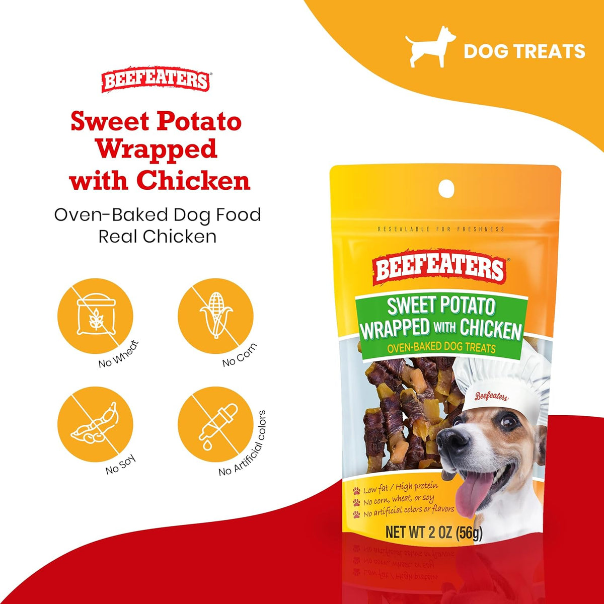Beefeaters Sweet Potato Wrap with Chicken – Dog Treat. No Corn, Wheat, Soy or Gluten, Low Fat