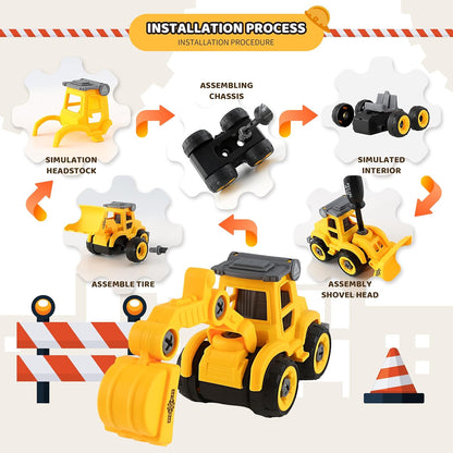 Asoxt 43-Piece Construction Sensory Playset – 2 lbs Play Sand, 4 DIY Trucks, Crane & Road Signs