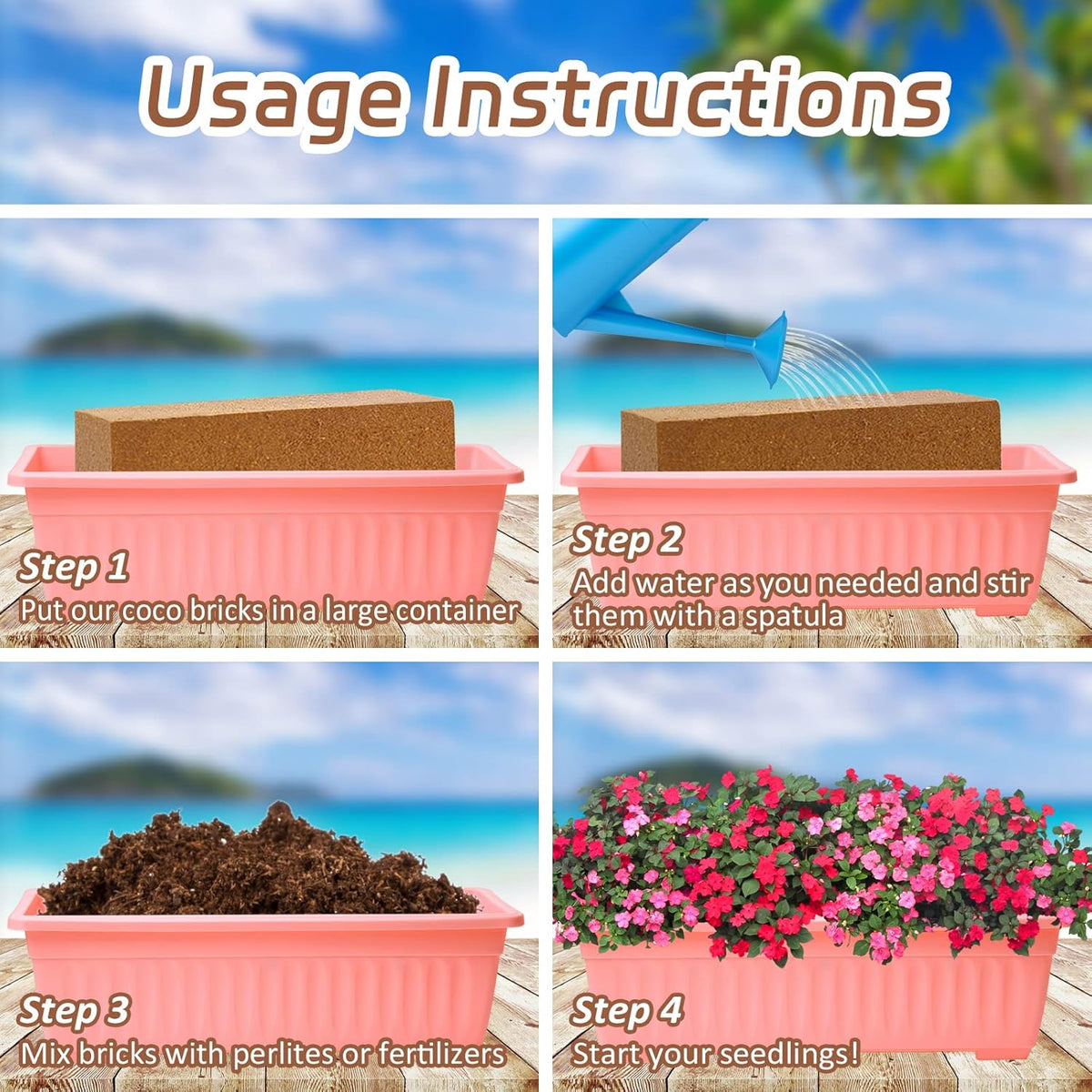 Riare 8pcs Organic Coco Coir Bricks Soil Blocks- 100% Natural Compressed Coco Peat Brick Coconut