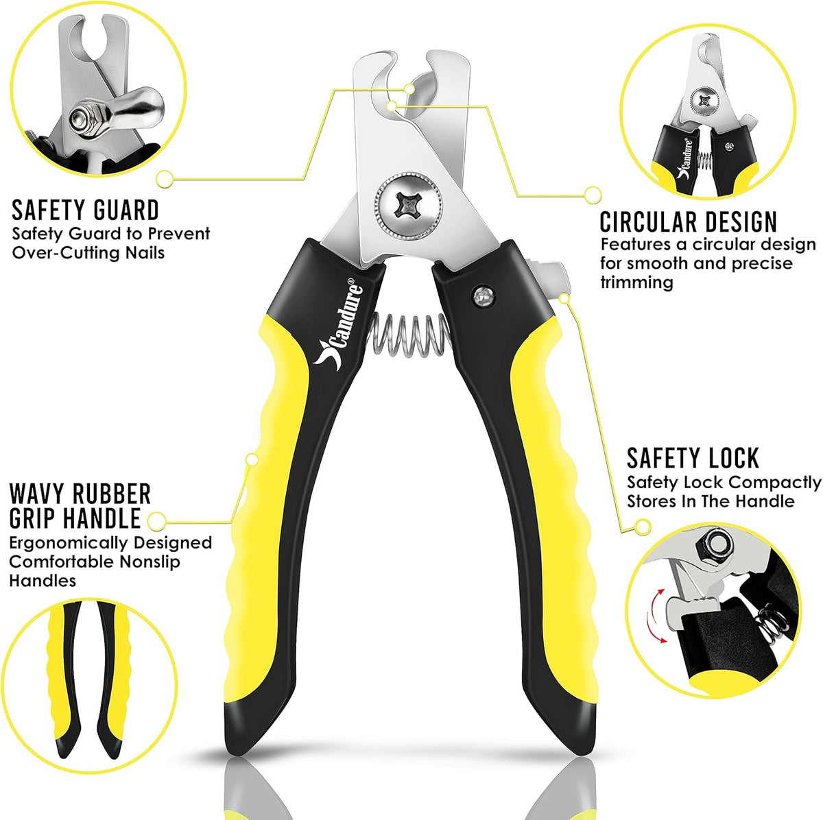 Candure Dog Nail Clippers for Pet Grooming - Professional Cat Nail Trimmers Suitable for Small to