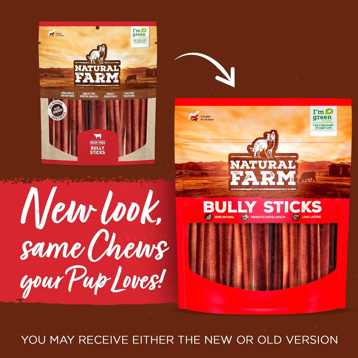 Natural Farm Odor-Free Thin Bully Sticks (12”, 12-Pack) All-Natural Long-Lasting Dog Chews, 100%