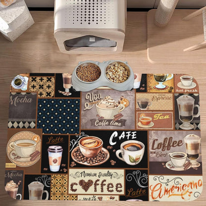 Boho Coffee Dog Food Mat Absorbent Bowl Mats No Stains Quick Dry Waterproof Pet Cat Placemats for
