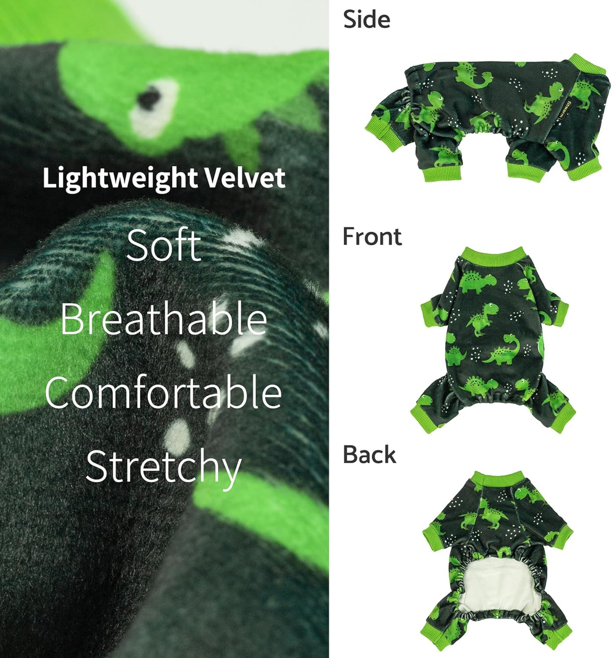 Fitwarm Dinosaur Dog Fleece Pajamas, Warm Clothes for Small Dogs Boy, Cozy Pet Onesie with Feet