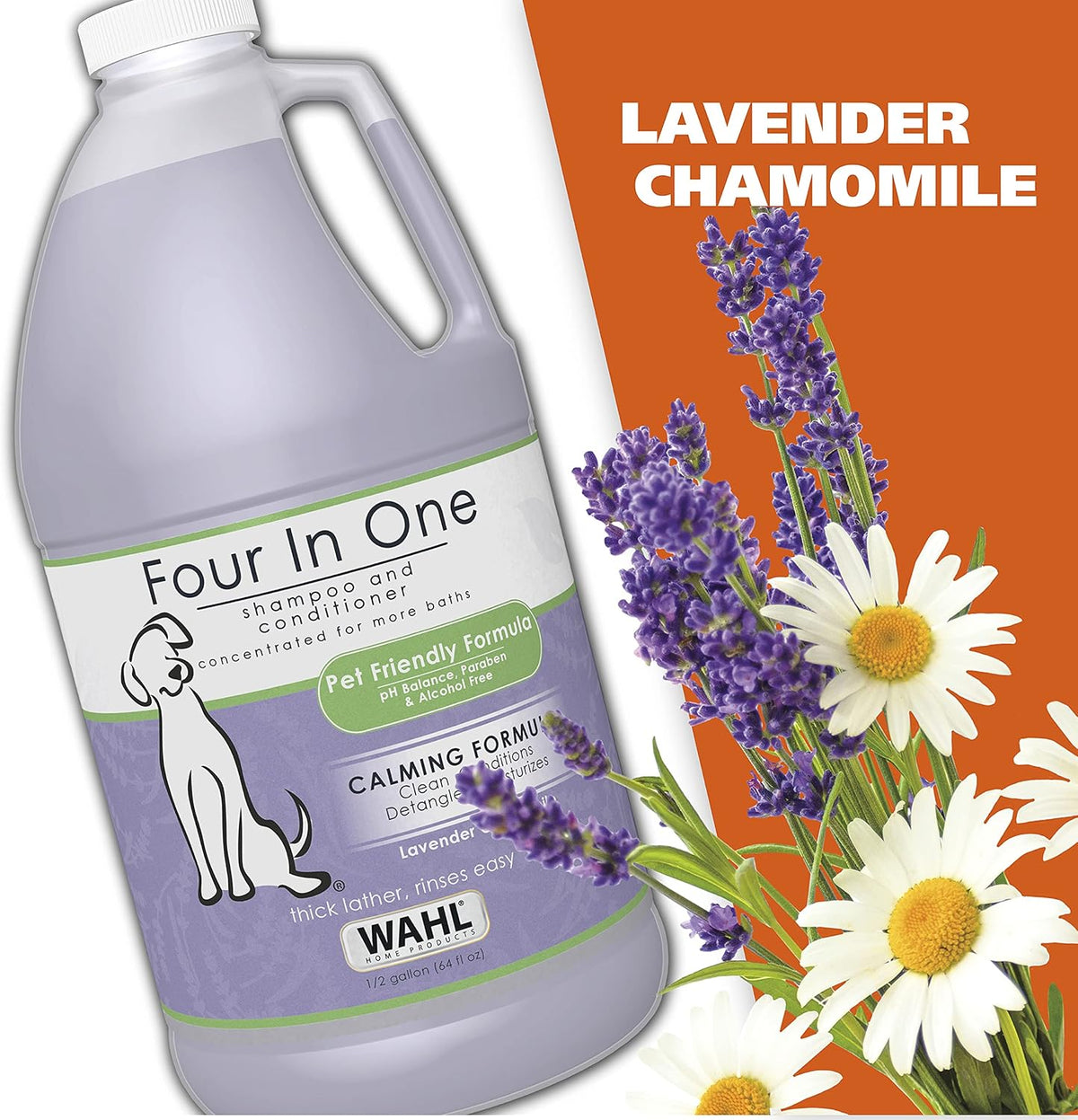 Wahl USA 4-in-1 Calming Pet Shampoo for Dogs with a Lavender Chamomile Scent – Cleans, Conditions