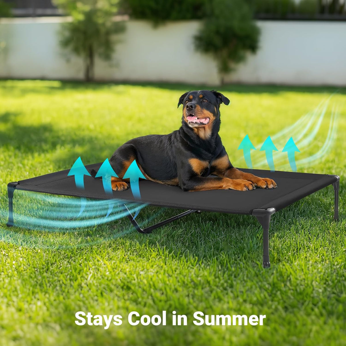 Veehoo Outdoor Elevated Dog Cot Bed, Cooling Raised Pet Bed for Large Dogs, Washable Breathable