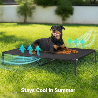 Veehoo Outdoor Elevated Dog Cot Bed, Cooling Raised Pet Bed for Large Dogs, Washable Breathable