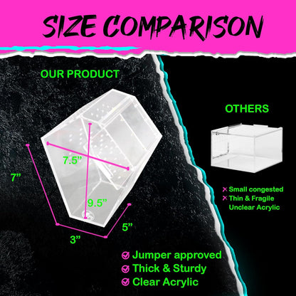 Coffin Shaped Jumping Spider Enclosure 9.5”x7.5”x5” Tarantula Enclosure Reptile Terrarium w/Sliding