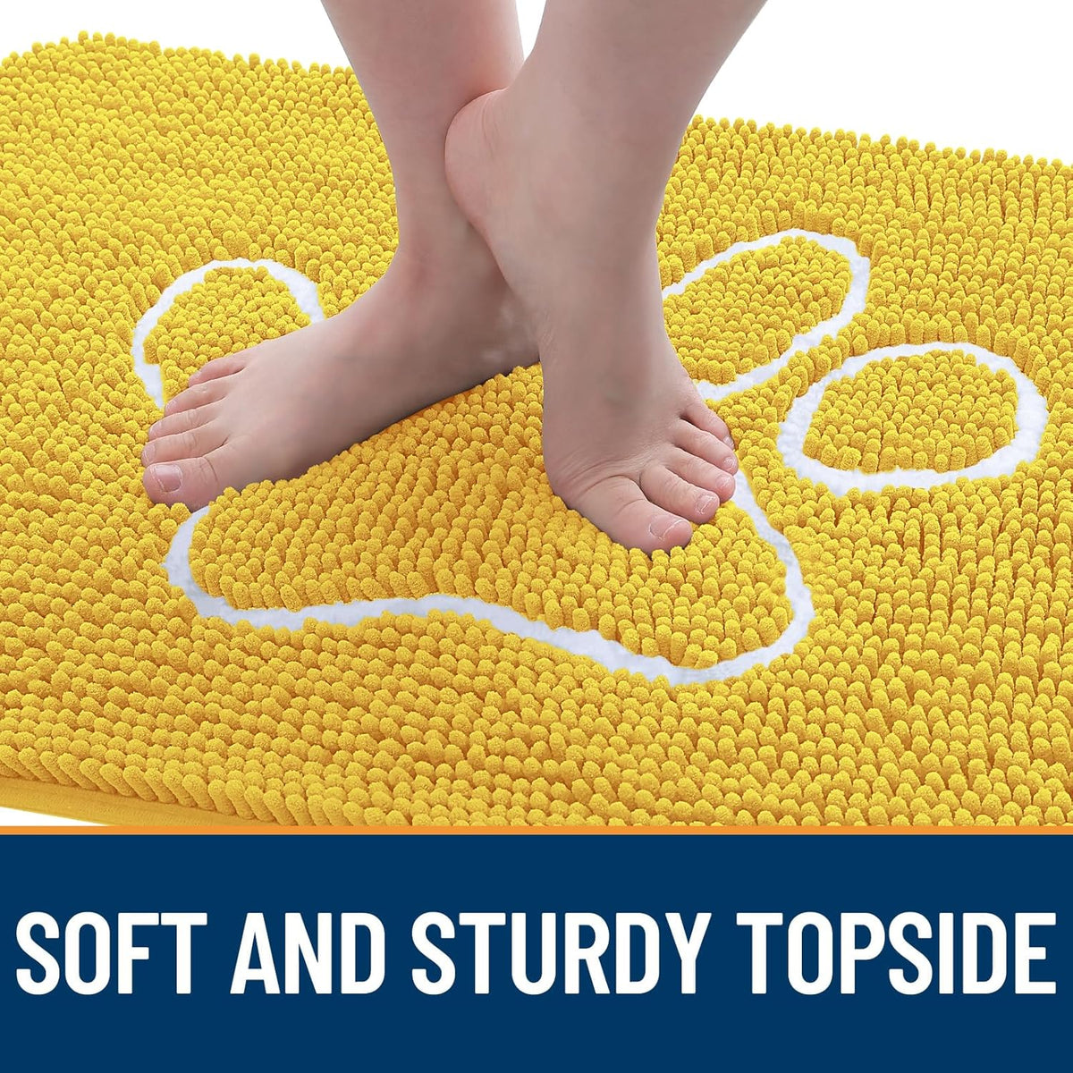 OLANLY Door Mat for Muddy Dog Paws 48x30, Ultra Absorbent Chenille Mud Doormat with Paw Print