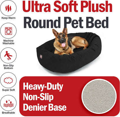 Majestic Pet 52 Inch Suede Calming Dog Bed Washable 52x35x11 (Inch) – Cozy Soft Round Donut Dog Bed