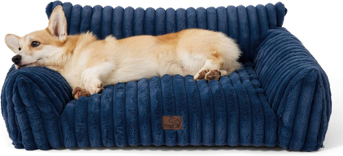 Bedsure Cute Dog Couch for Pets - Fluffy Dog Sofa with Premium Soft Corduroy Fleece, Pet Couch Bed