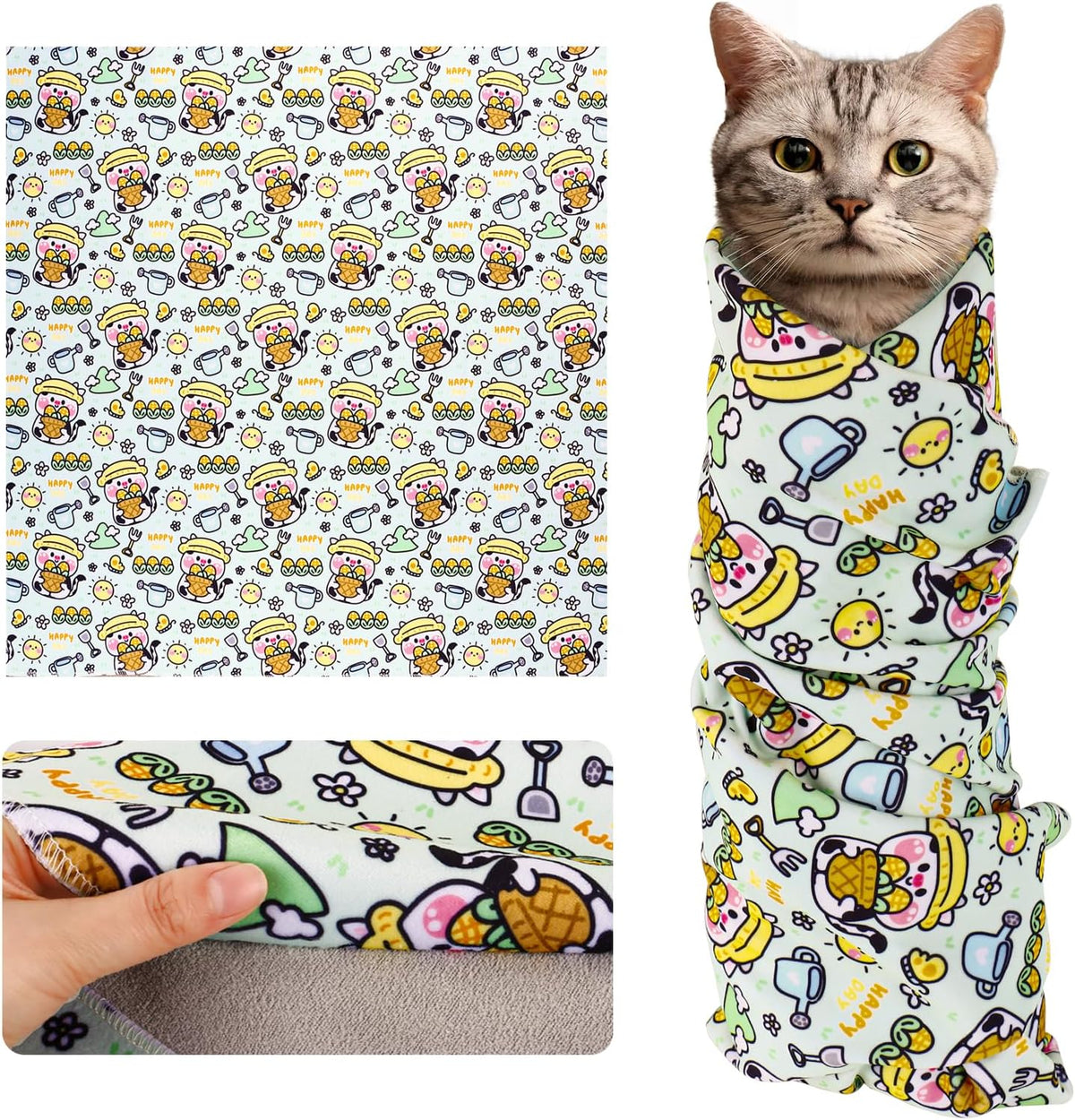 Cat Wrap for Cutting Nails and Grooming(27"x27"),Cat Restraint Wrap for Nail Clipping