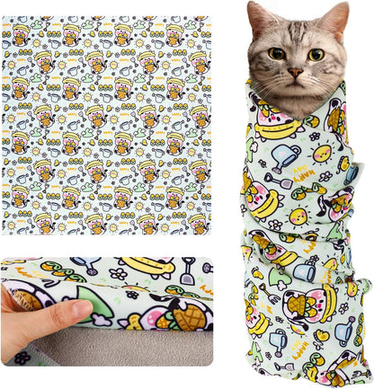 Cat Wrap for Cutting Nails and Grooming(27"x27"),Cat Restraint Wrap for Nail Clipping