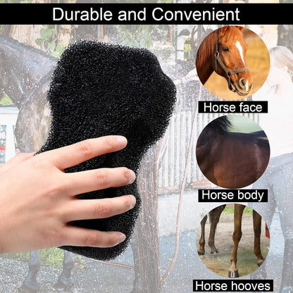 Eaasty 3 Pcs Horse Groomer Sponge Scrubber Massager Horse Grooming Brush Kit Supplies Large Soft