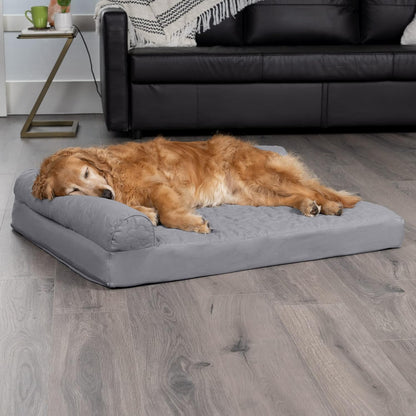 Furhaven Cooling Gel Dog Bed for Large Dogs w/ Removable Bolsters & Washable Cover, For Dogs Up to
