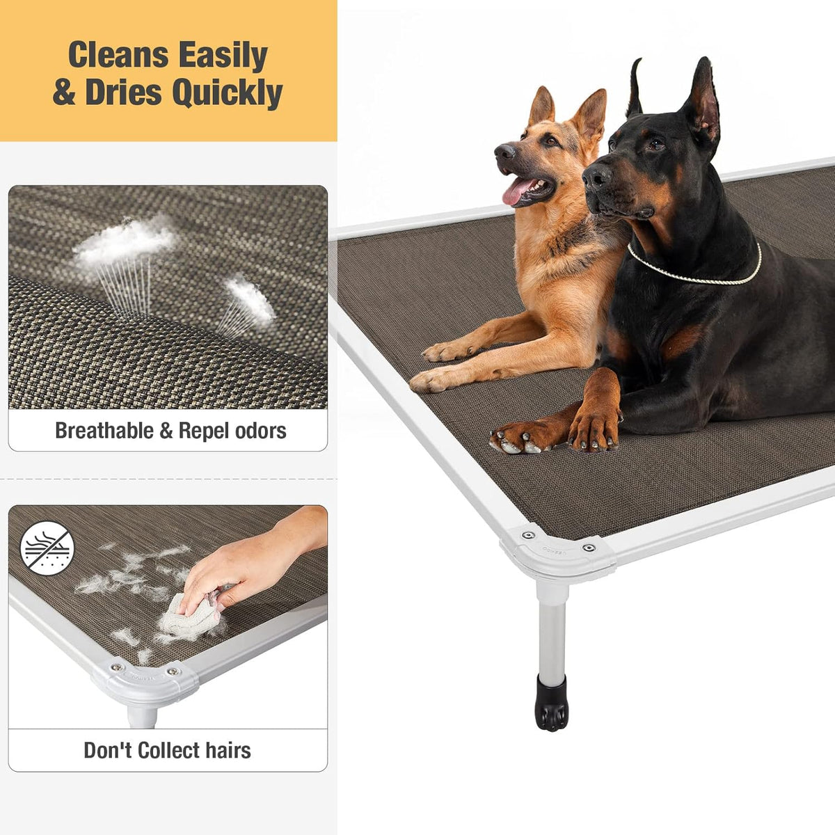 Veehoo Chew Proof Elevated Dog Bed - Cooling Raised Pet Cot - Silver Aluminum Frame and Durable