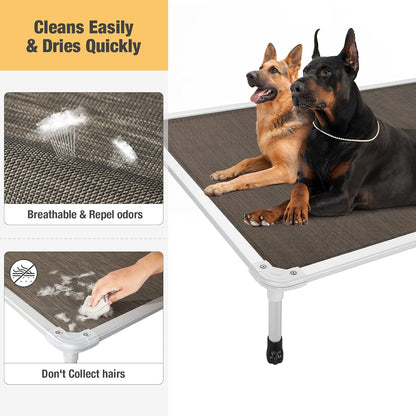 Veehoo Chew Proof Elevated Dog Bed - Cooling Raised Pet Cot - Silver Aluminum Frame and Durable