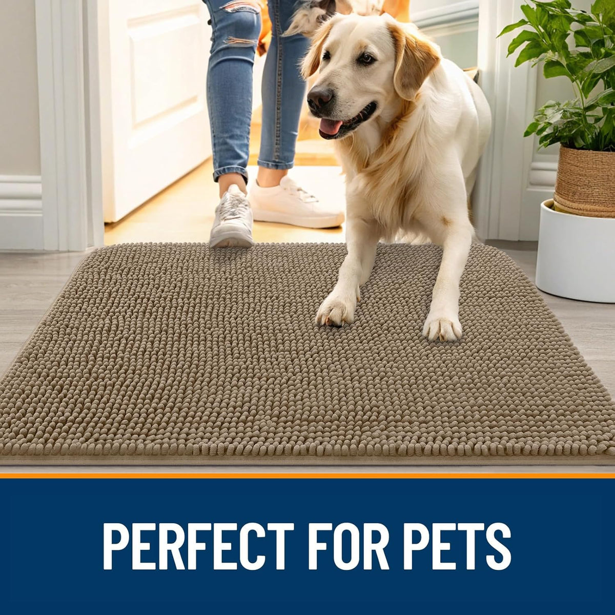 OLANLY Dog Door Mat for Muddy Paws 36x24, Absorbs Moisture and Dirt, Absorbent Non-Slip Washable