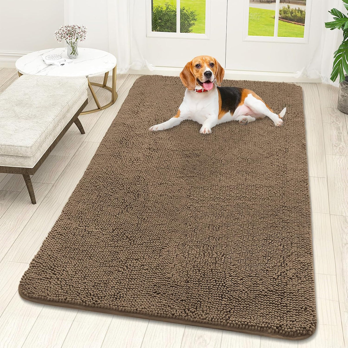 OLANLY Dog Door Mat for Muddy Paws 59x32, Absorbs Moisture and Dirt, Absorbent Non-Slip Washable