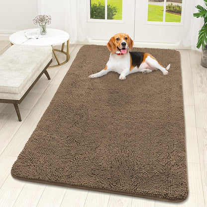 OLANLY Dog Door Mat for Muddy Paws 59x32, Absorbs Moisture and Dirt, Absorbent Non-Slip Washable