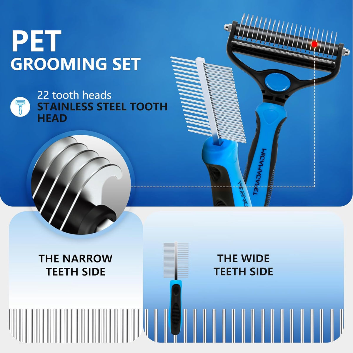 2-in-1 Shedding Brush and Detangling Comb Combo,Stripping Brush for Medium and Large Dogs, Dog and