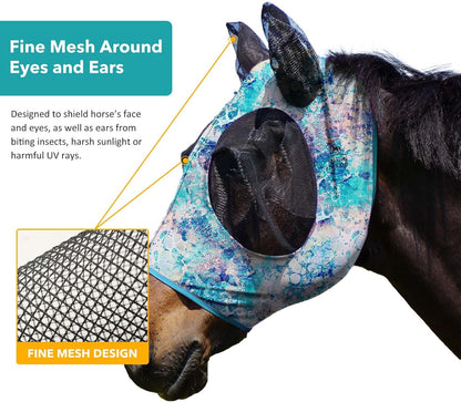 Harrison Howard Super Comfort Stretchy Fly Mask Large Eye Space with UV Protection Soft on Skin