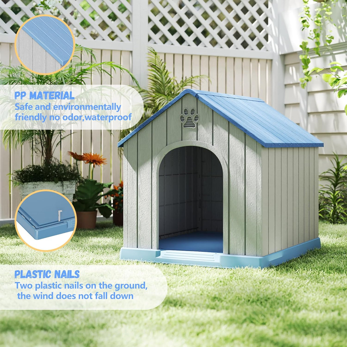 DRATO Dog Houses Resin Small Indoor Outdoor Dog Kennel for All-Weather Use Cozy Shelter for Small