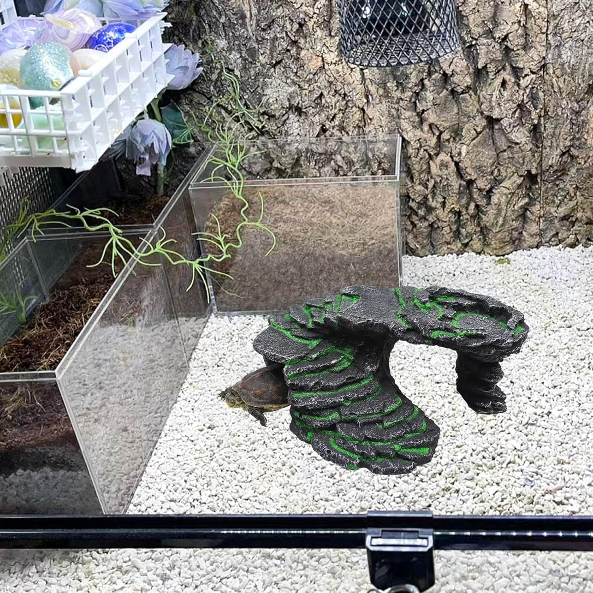 Large Bearded Dragon Basking Platform, Resin Reptile Hideouts Cave, Hermit Crab Climbing Toys