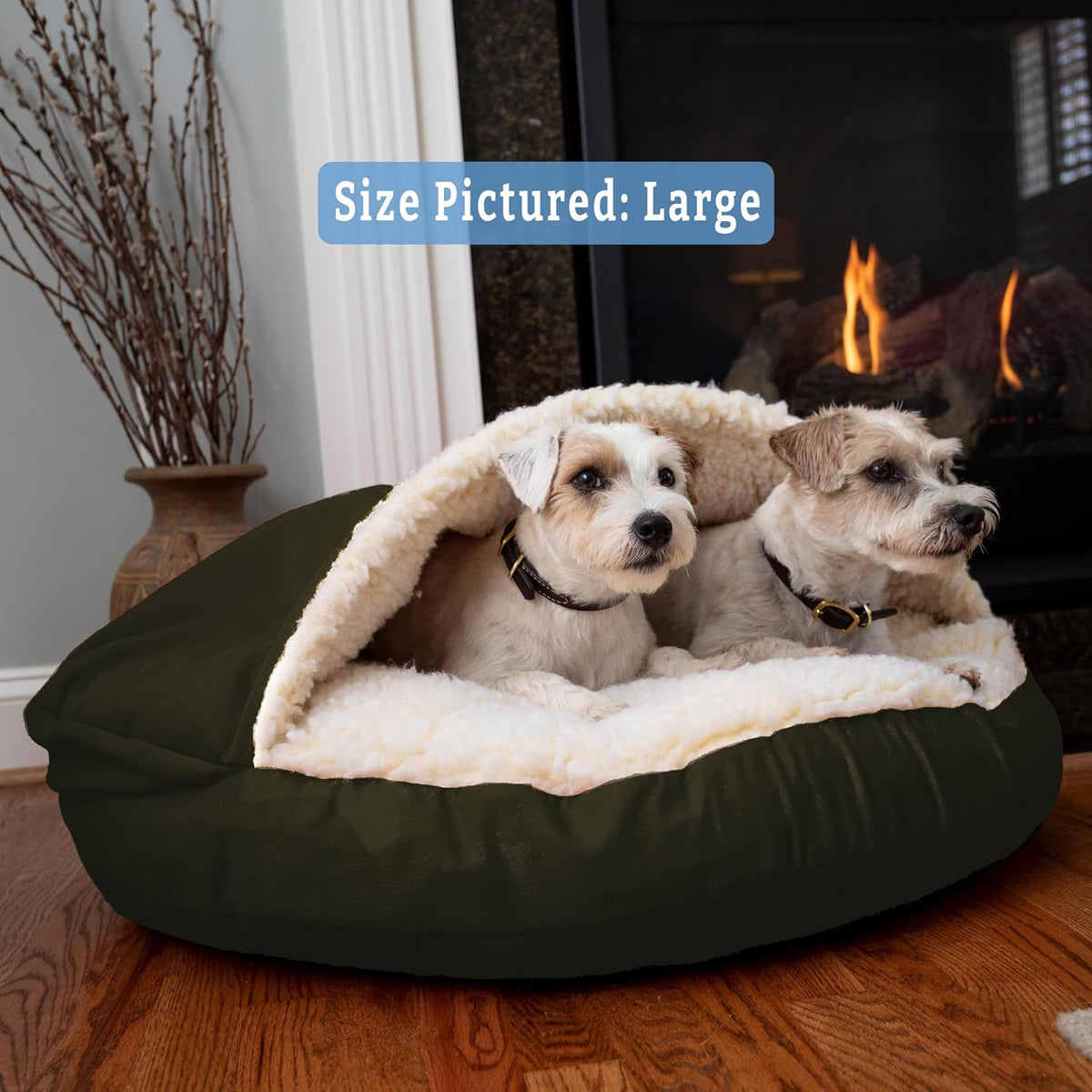 Snoozer Cozy Cave Dog Bed - Indoor Dog Bed with Cover Cave, Covered Calming Burrow for Medium &